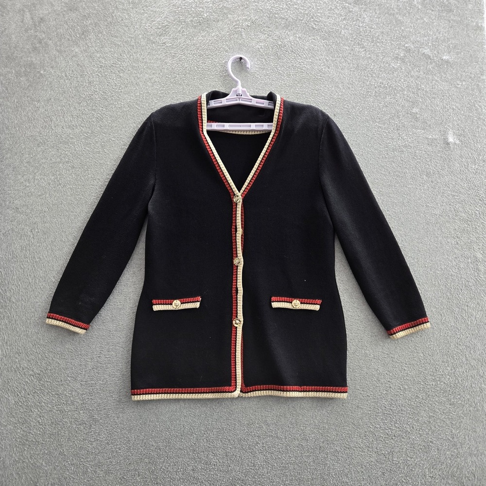 VINTAGE St. John Collection By Marie Gray Women Sweater 4‎ Black Cardigan Blazer